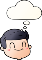 cartoon male face and thought bubble in smooth gradient style png