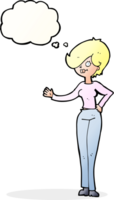 cartoon woman waving with thought bubble png