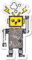 distressed sticker of a cute cartoon robot png