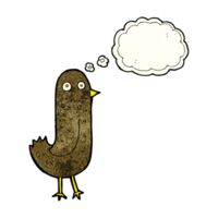 funny cartoon bird with thought bubble png