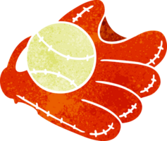 retro cartoon doodle of a baseball and glove png