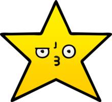 estrela de ouro de desenho animado sombreado gradiente png