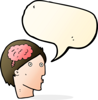 cartoon man with brain symbol with speech bubble png