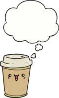 cartoon afhaalkoffie en gedachte zeepbel png