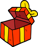 hand drawn doodle style cartoon open gift box png