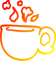 tazza fumante del fumetto di disegno di linea a gradiente caldo png