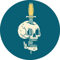 tattoo style icon of a skull and dagger png