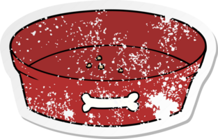 distressed sticker of a cartoon empty dog food bowl png