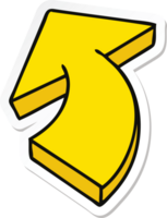 sticker of a quirky hand drawn cartoon arrow png