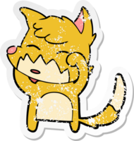 distressed sticker of a cartoon fox png