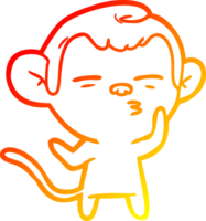 ligne de gradient chaud dessinant un singe suspect de dessin animé png