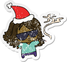 kerst verontruste sticker cartoon van kawaii meisje png