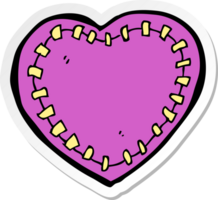 autocollant d'un coeur cousu de dessin animé png