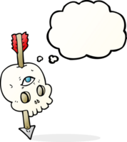 thought bubble cartoon magic skull with arrow through brain png