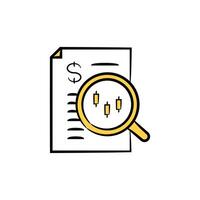 investment chart and magnifier analytics icon vector
