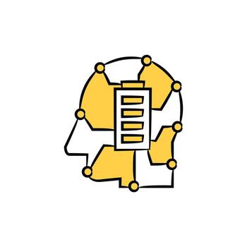 robot cerebro con un batería en eso vector