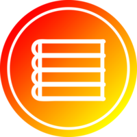 pilha de livros circulares no espectro de gradiente quente png