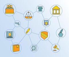 law and justice network diagram illustration vector