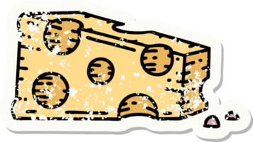 traditional distressed sticker tattoo of a slice of cheese png