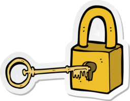 sticker of a cartoon padlock and key png