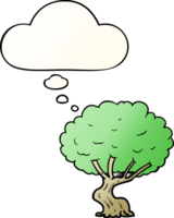 cartoon tree and thought bubble in smooth gradient style png