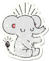 grunge sticker of tattoo style cute elephant png