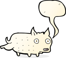 dessin animé petit chien armant la jambe avec bulle de dialogue png