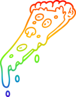 desenho de linha de gradiente de arco-íris fatia de pizza de desenho animado png