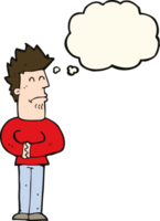 cartoon nervous man with thought bubble png