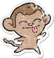 distressed sticker of a funny cartoon monkey png