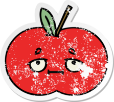 adesivo in difficoltà di una mela rossa simpatico cartone animato png