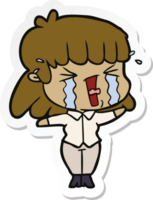 sticker of a cartoon woman in tears png