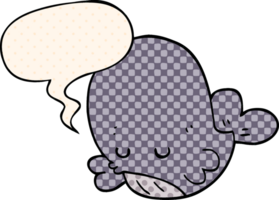 cartoon whale and speech bubble in comic book style png