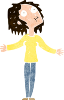 cartoon curious woman looking upwards png