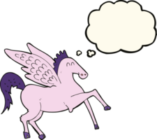 tekenfilm Pegasus met gedachte bubbel png