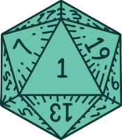 natural 1 D20 dice roll illustration png