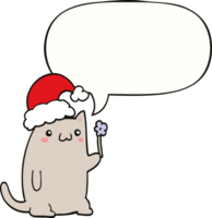 chat de noël dessin animé mignon et bulle de dialogue png