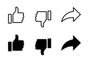 Like, dislike, and share icon set. Thumb up, down, and arrow concept vector