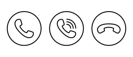 Phone, handset, telephone icon on circle line vector