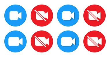 camera and off icon with shadow. Social media communication elements vector