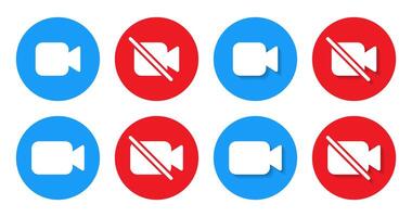 camera and off icon with shadow. Social media communication elements vector