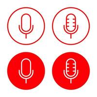 Mic, microphone line icon set in flat style. Voice recorder concept vector