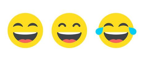 Laugh emoji icon set in generic style. LOL, laughing face emoticon concept vector