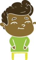 happy flat color style cartoon man png