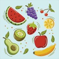 ilustración de frutas y vegetales vector