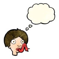 cartoon head sticking out tongue with thought bubble png