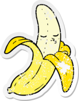 distressed sticker of a cartoon banana png