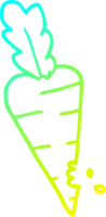 cold gradient line drawing cartoon carrot with bite marks png
