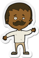 sticker of a cartoon man with mustache waving png