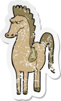 retro distressed sticker of a cartoon horse png